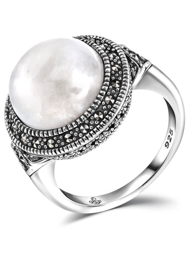 Серебряное кольцо ALEXANDRE VASSILIEV с лунным камнем и марказитами Swarovski