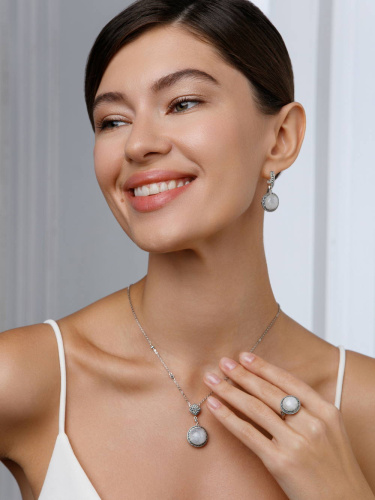 Серебряное кольцо ALEXANDRE VASSILIEV с лунным камнем и марказитами Swarovski