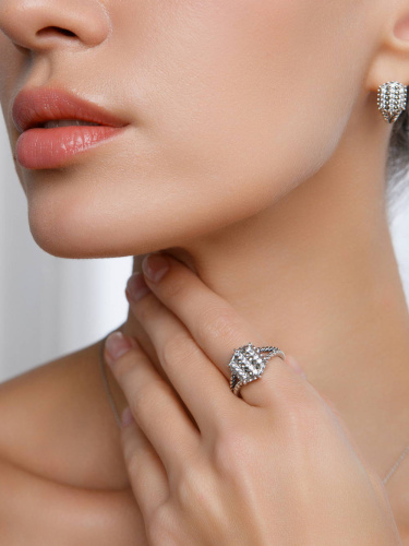 Серебряное кольцо ALEXANDRE VASSILIEV с фианитами и марказитами Swarovski