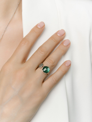 Серебряное кольцо ALEXANDRE VASSILIEV с перламутром, горным хрусталем и марказитами Swarovski