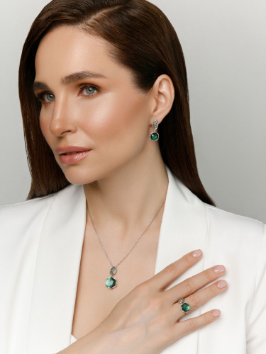 Серебряное кольцо ALEXANDRE VASSILIEV с перламутром, горным хрусталем и марказитами Swarovski
