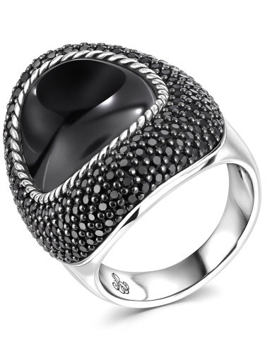 Серебряное кольцо ALEXANDRE VASSILIEV с черным ониксом и шпинелью