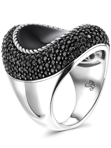 Серебряное кольцо ALEXANDRE VASSILIEV с черным ониксом и шпинелью