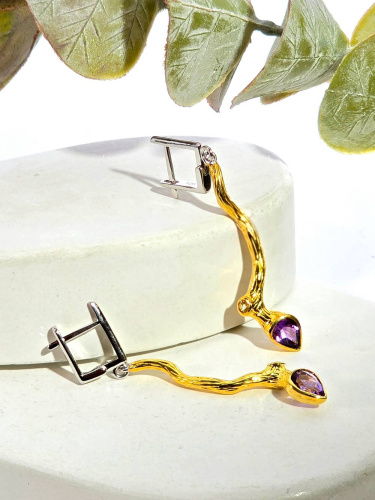 Серебряные серьги с аметистом