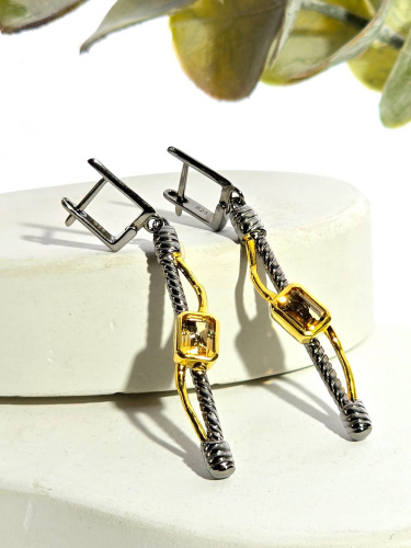 Серебряные серьги с цитрином