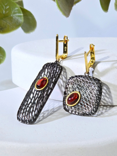 Серьги серебро с гранатом