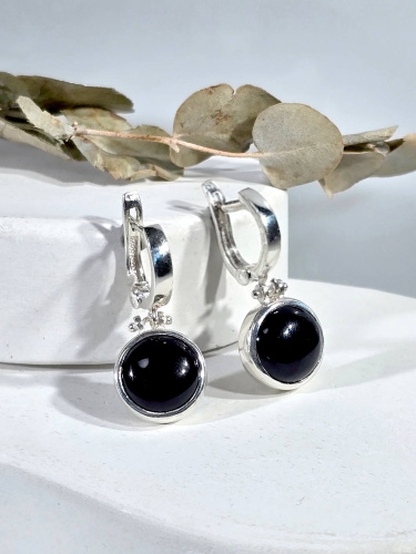 Серебряные серьги с агатом