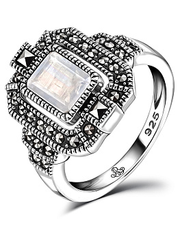 Серебряное кольцо ALEXANDRE VASSILIEV с лунным камнем и марказитами Swarovski